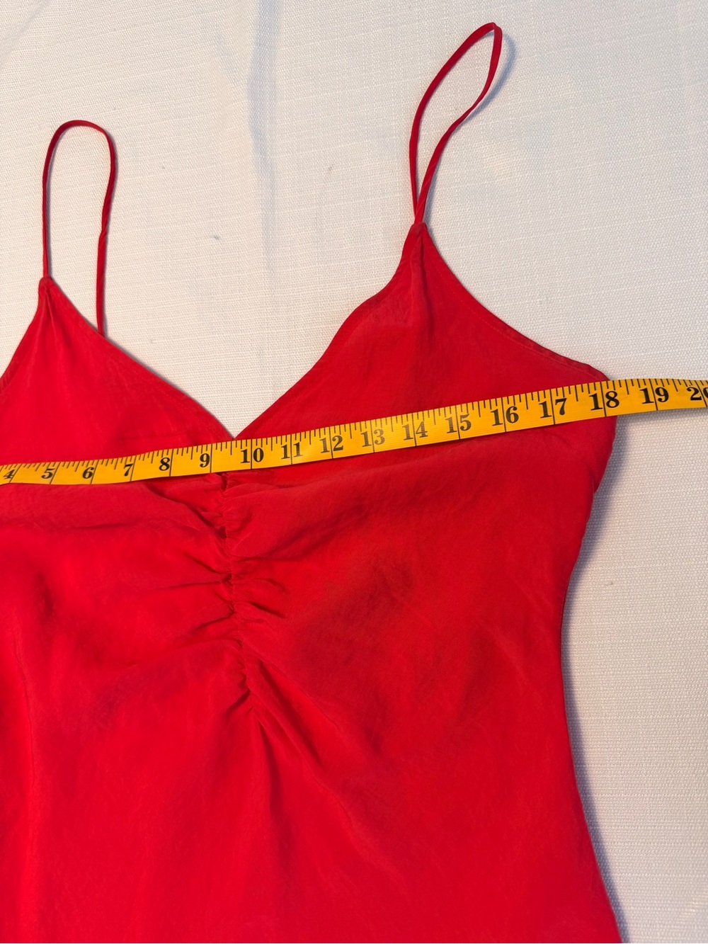 Zara Red Satin Slip Dress with V-Neck and Spaghetti Straps - Picture 3 of 7